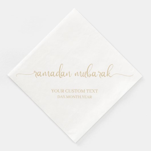 Gold Beige Ramadan Mubarak Calligrafie Custom Serviette (Ecke)