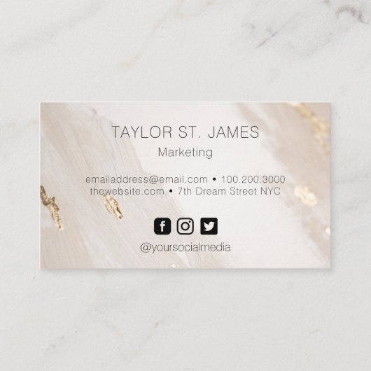 Gold Beige Rustikale Visitenkarte (Rückseite)