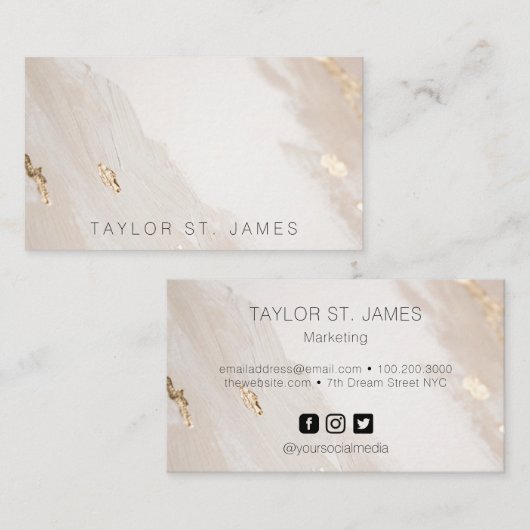 Gold Beige Rustikale Visitenkarte (Vorne/Hinten)