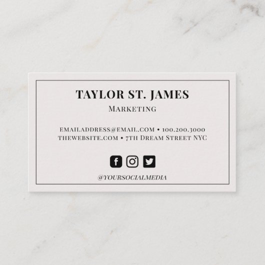 Gold Beige Rustikale Visitenkarte (Rückseite)