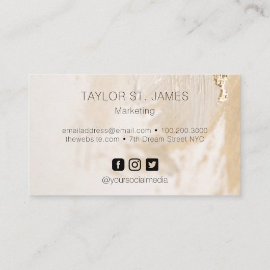 Gold Beige Rustikale Visitenkarte (Rückseite)