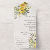 Gold Beige & Sage Green Floral auf Beige All In One Einladung (Innen Boden)