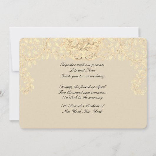 Gold Beige Viktorianische Hochzeitseinladung Einladung (Vorderseite)