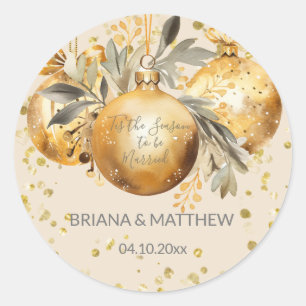 Gold Beige Weihnachts-Siegel Round Stickers