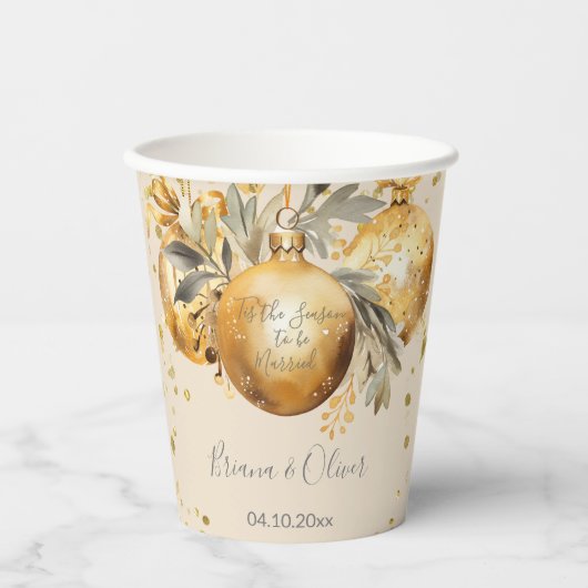 Gold Beige Weihnachtsfeier Pappbecher (Vorderseite)