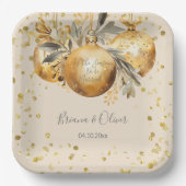 Gold Beige Weihnachtsfeier Pappteller (Vorderseite)