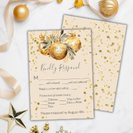 Gold Beige Weihnachtsfeier RSVP Karte