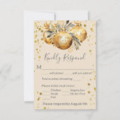 Gold Beige Weihnachtsfeier RSVP Karte (Vorderseite)