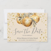 Gold Beige Weihnachtsfeiern Save the Date Einladung (Vorderseite)