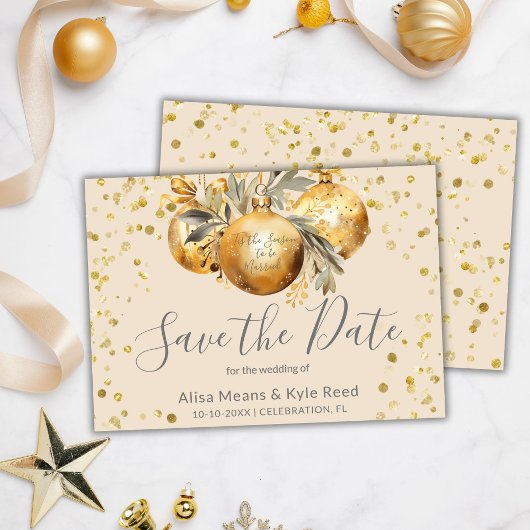 Gold Beige Weihnachtsfeiern Save the Date Einladung
