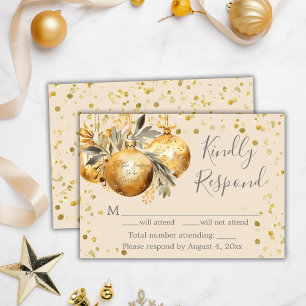 Gold Beige Weihnachtskarte RSVP Dankeskarte