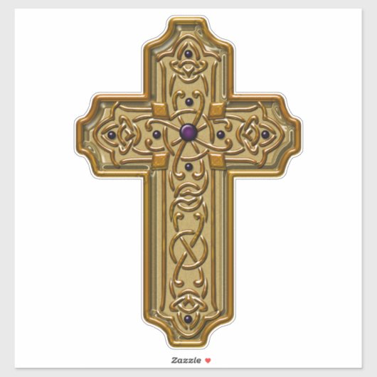 Gold Bejeweled Celtic Style Cross Aufkleber (Blatt)