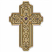 Gold Bejeweled Celtic Style Cross Aufkleber (Vorderseite)