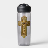Gold Bejeweled Celtic Style Cross  Trinkflasche (Vorderseite)