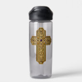 Gold Bejeweled Celtic Style Cross  Trinkflasche (Rückseite)