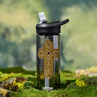 Gold Bejeweled Celtic Style Cross  Trinkflasche