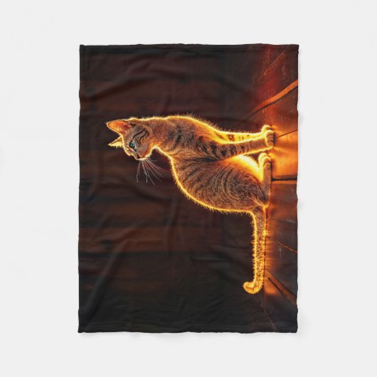 Gold beleuchtete Katzenleuchte und Schattentiere K Fleecedecke (Vorderseite)