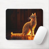 Gold beleuchtete Katzenleuchte und Schattentiere K Mousepad (Mit Mouse)