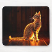 Gold beleuchtete Katzenleuchte und Schattentiere K Mousepad (Vorne)