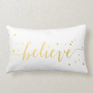 Gold Believe Handschrift   Holiday-Wurfdecke Lendenkissen