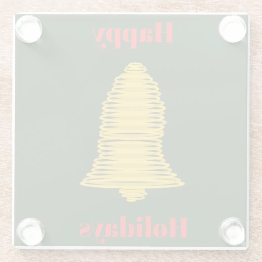 Gold Bell Abstrakt Dunkelgrün Untersetzer (Rückseite)