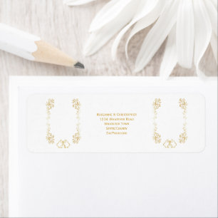 Gold Bell Scrollwork Design Wedding Rücksendeadres