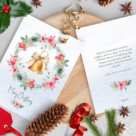 Gold Bell Snowflake Grüner Weihnachtsbrand Feiertagskarte