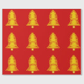 Gold Bells on Red Wrapping Paper Geschenkpapier (Flach)