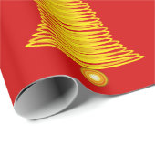 Gold Bells on Red Wrapping Paper Geschenkpapier (Rolleneckpunkt)