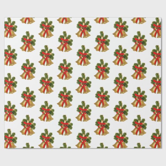 Gold Bells Retro Weihnachtswrapping Paper Geschenkpapier (Flach)