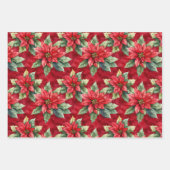 Gold Bells Santa Poinsettia Blume Weihnachten Geschenkpapier Set (Vorderseite 3)