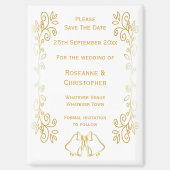 Gold Bells Scrollwork Design Wedding Save the Date Magnet (Vorderseite)