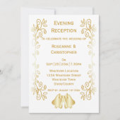 Gold Bells Scrollwork Hochzeitsempfang Einladung (Vorderseite)