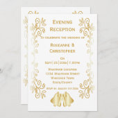 Gold Bells Scrollwork Hochzeitsempfang Einladung (Vorne/Hinten)