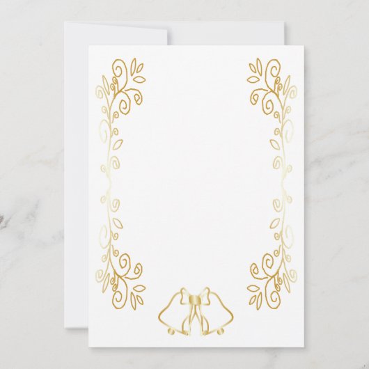 Gold Bells Scrollwork Hochzeitsempfang Einladung (Rückseite)