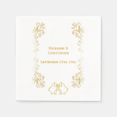 Gold Bells Scrollwork Hochzeitsempfang Serviette (Vorderseite)