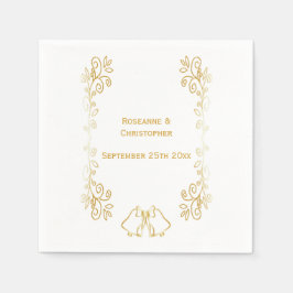 Gold Bells Scrollwork Hochzeitsempfang Serviette