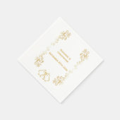 Gold Bells Scrollwork Hochzeitsempfang Serviette (Ecke)