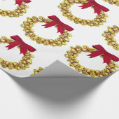Gold Bells Wreath Wrapping Paper Geschenkpapier (Ecke)