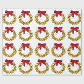 Gold Bells Wreath Wrapping Paper Geschenkpapier (Flach)