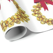 Gold Bells Wreath Wrapping Paper Geschenkpapier (Rolleneckpunkt)