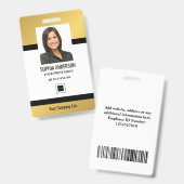 Gold | Benutzerdefiniertes Mitarbeiter-Foto, Bar-C Ausweis (Vorder- & Rückseite)