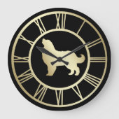 Gold Bernese Mountain Dog Roman Numeral Große Wanduhr (Vorderseite)