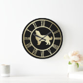 Gold Bernese Mountain Dog Roman Numeral Große Wanduhr (Zuhause)