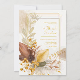 Gold Berry Sienna Leaf Botanical Wedding Einladung
