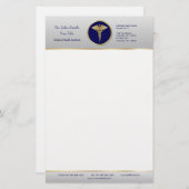 Gold Beruflich Blue Medical Caduceus Briefpapier (Vorne/Hinten)