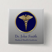 Gold Beruflich Caduceus Blue Medical Button (Vorderseite)