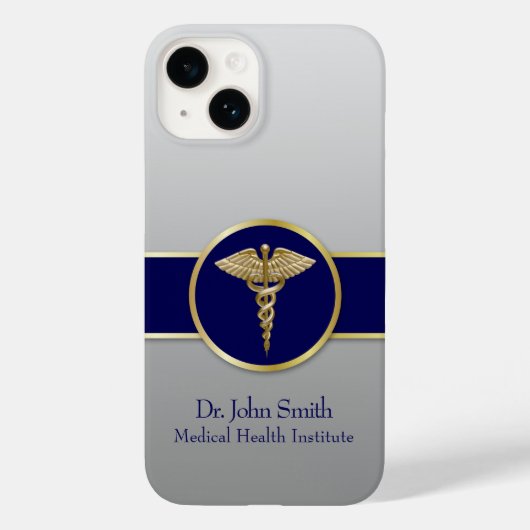 Gold Beruflich Caduceus Medical Blue Case-Mate iPhone Hülle (Rückseite)