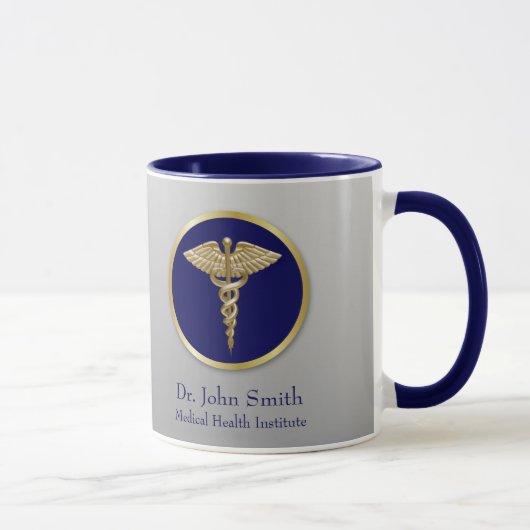 Gold Beruflich Caduceus Medical Blue Tasse (Rechts)