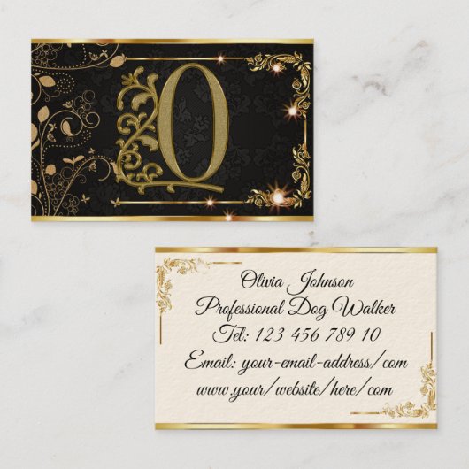 Gold Beruflich Elegante Moderne Script Caligraphy Visitenkarte (Vorne/Hinten)